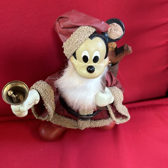 Walt DISNEY MICKEY MOUSE SANTA SUIT FABRIC MACHE -  8" Vintage - Picture 2 of 8